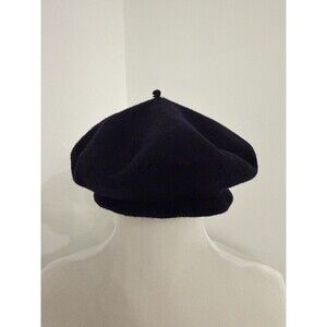 Vintage Basque Beret Black 100% Wool Made In France